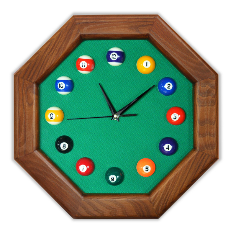 Часы 8 граней ясень/сукно (№3, Manchester 45 Yellow green ш1.98м)