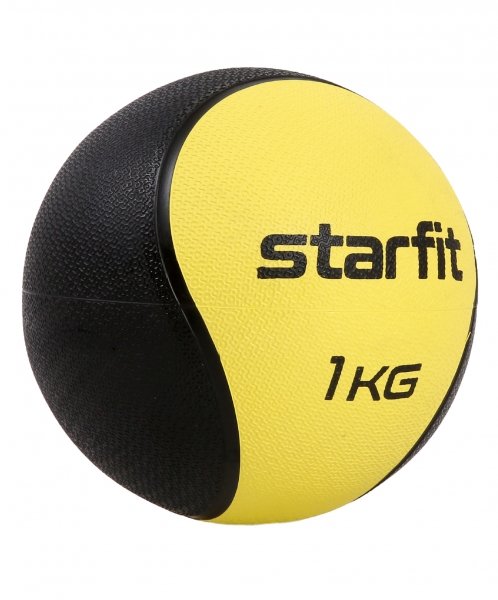 Медбол высокой плотности GB-702, 1 кг, желтый, Starfit