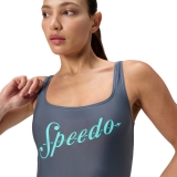 Купальник SPEEDO Logo Square Back Swimsuit, 8-00521216038, размер 38 (российский размер 50), cеро-бирюзовый