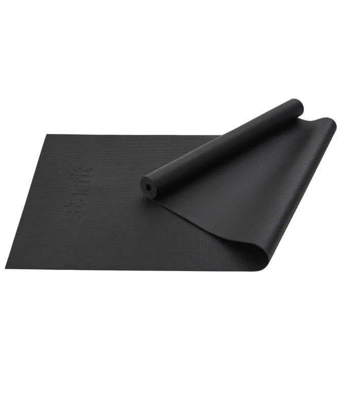 Коврик для йоги и фитнеса FM-101, PVC, 183x61x0.3 см, черный, Starfit ЦБ-00001684