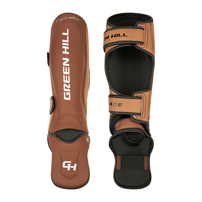 Защита голень-стопа Force 3D inject foam KK Коричнево-табачный Green Hill CNSGK-770 S