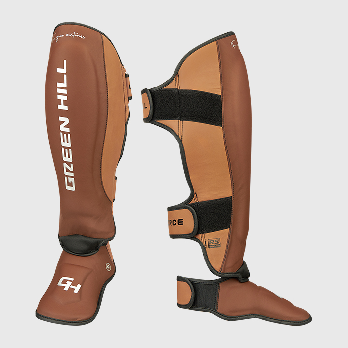 Защита голень-стопа Force 3D inject foam KK Коричнево-табачный Green Hill CNSGK-770 S