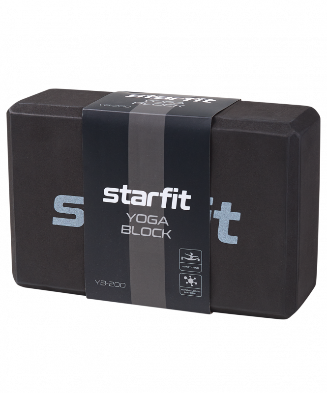 Блок для йоги STARFIT YB-200 EVA, черный ЦБ-00001690
