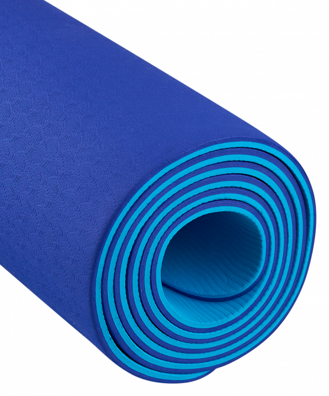 Коврик для йоги и фитнеса FM-201, TPE, 183x61x0.4 см, темно-синий/синий, Starfit ЦБ-00001563
