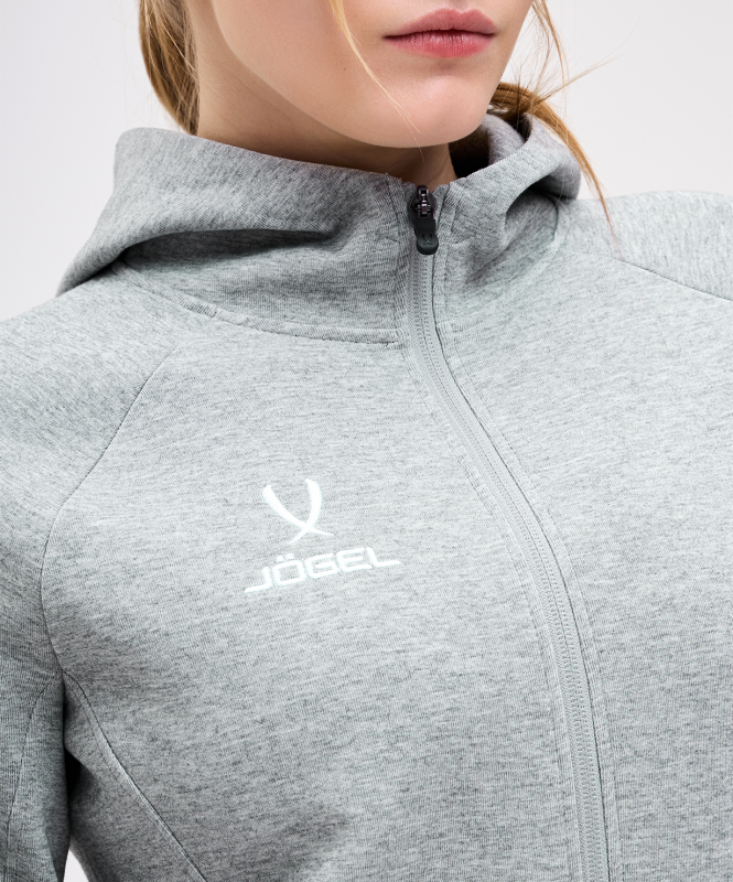 Худи на молнии женское ESSENTIAL Athlete Hooded FZ Jacket W, серый, размер M, Jögel ЦБ-00002983