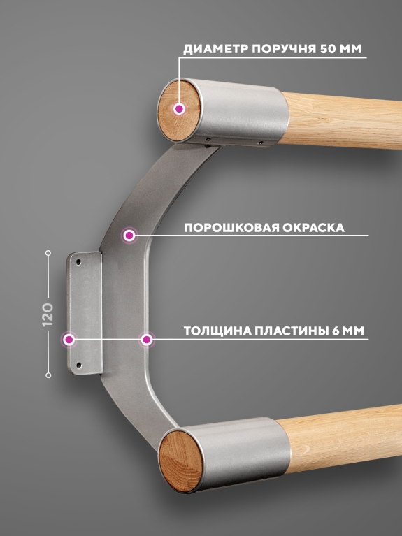 Настенный двухуровневый балетный станок Эстетика HOME (Серебристый "Бриллиант" (RAL 9007 Г)) STECTER 516