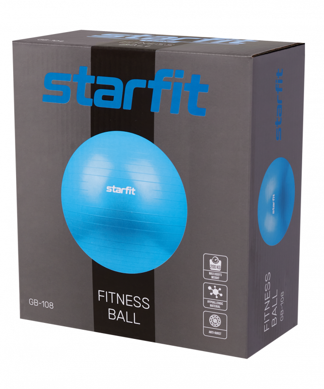 Фитбол GB-108 антивзрыв, 900 гр, желтый пастель, 55 см, Starfit УТ-00020574