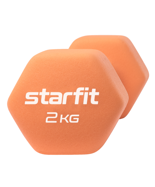 Гантель неопреновая DB-201 2 кг, оранжевый пастель, Starfit
