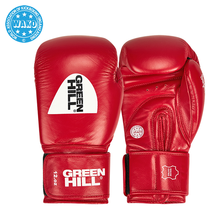 Кикбоксерские перчатки Super Star WAKO Approved красные Green Hill BGS-1213w 10oz