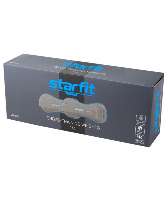 Утяжелители универсальные STARFIT WT-501, 1 кг, синий/серый УТ-00019071