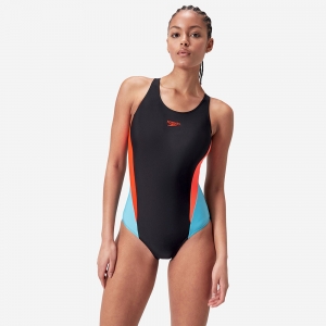 Купальник SPEEDO Colourblock 2.0 Muscleback, 8-00424817558, размер 40, российский размер 52, черно-бирюзово-коралловый