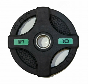 Диск олимпийский обрезиненный черный с двумя хватами 10 кг Original FitTools FT-2HGP-10