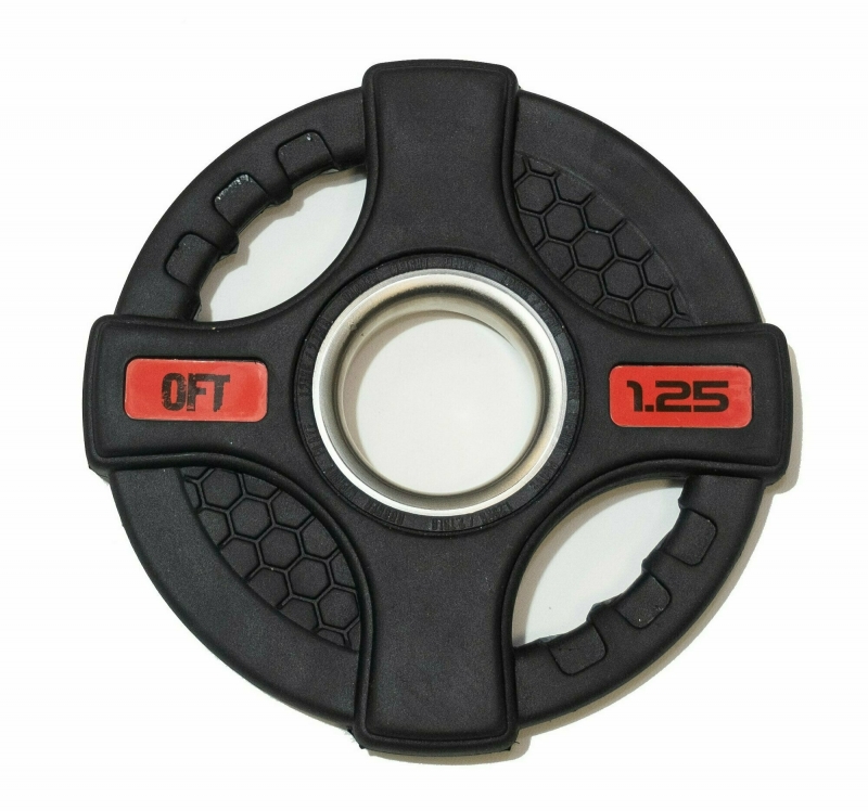 Диск олимпийский обрезиненный черный с двумя хватами 1,25 кг Original FitTools FT-2HGP-1,25
