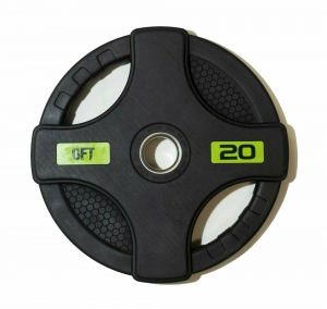 Диск олимпийский обрезиненный черный с двумя хватами 20 кг Original FitTools FT-2HGP-20