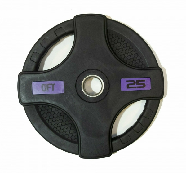 Диск олимпийский обрезиненный черный с двумя хватами 25 кг Original FitTools FT-2HGP-25