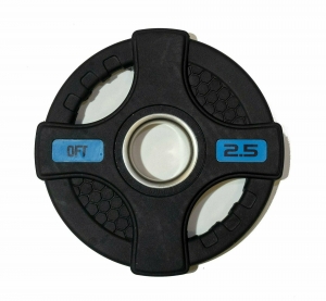 Диск олимпийский обрезиненный черный с двумя хватами 2,5 кг Original FitTools FT-2HGP-2,5