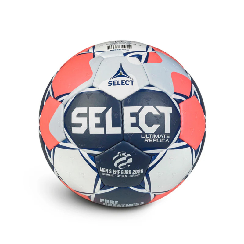Мяч ганд. SELECT Ultimate EHF Euro Men Replica v26, 3572858749, размер 3, ПУ, руч.сш, бело-сине-коралл