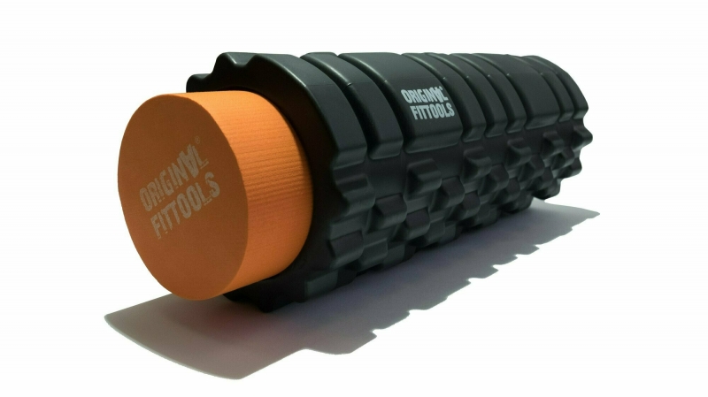 Цилиндр массажный 33 x 14 см черный двойной Original FitTools FT-DOUBLE-ROLL