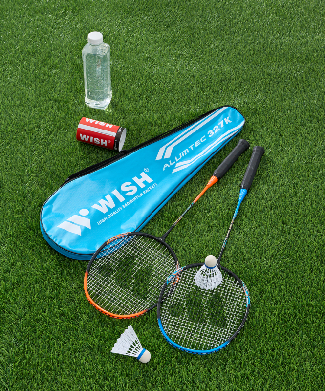 Набор для бадминтона WISH Alumtec 327, 2 ракетки, 2 волана, оранжевый/синий ЦБ-00008282