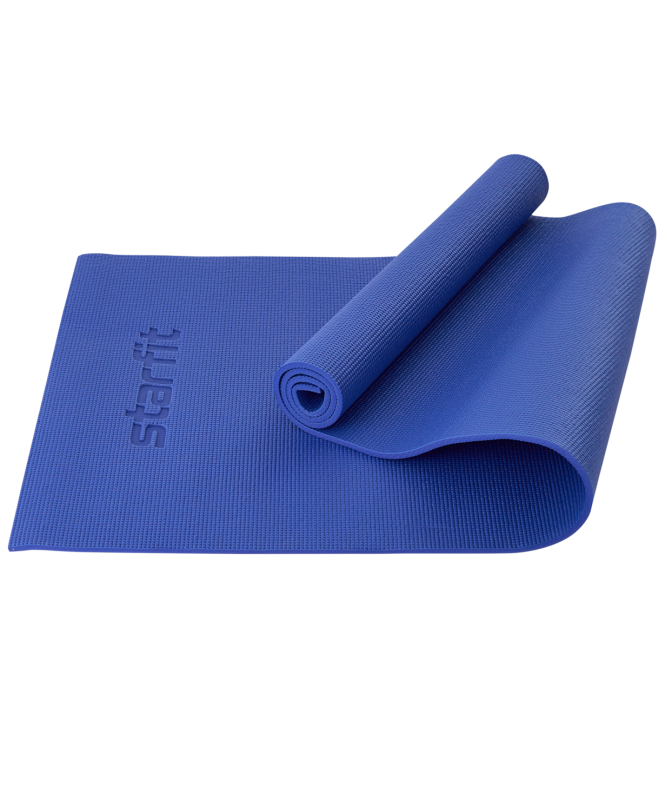 Коврик для йоги и фитнеса FM-101, PVC, 183x61x0.8 см, темно-синий, Starfit ЦБ-00001561
