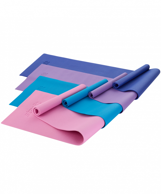 Коврик для йоги и фитнеса FM-101, PVC, 183x61x0.8 см, темно-синий, Starfit ЦБ-00001561