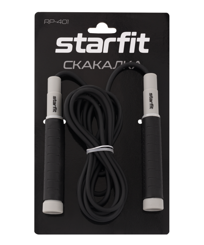 Скакалка RP-401, c силиконовыми ручками, 3 м, черный, Starfit