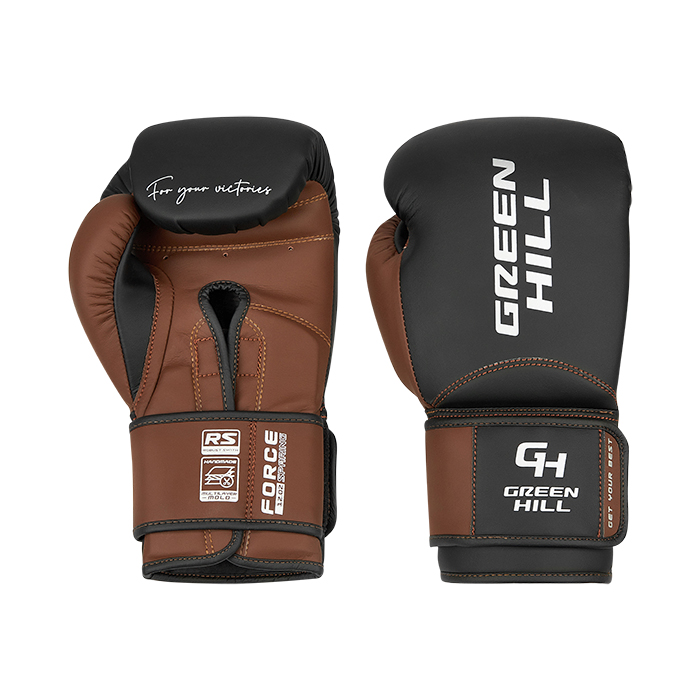 Боксерские перчатки Force TRAINING Чёрно-коричневые Green Hill CNBGKT-980 12oz