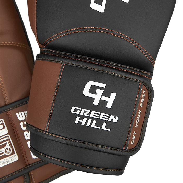 Боксерские перчатки Force TRAINING Чёрно-коричневые Green Hill CNBGKT-980 12oz