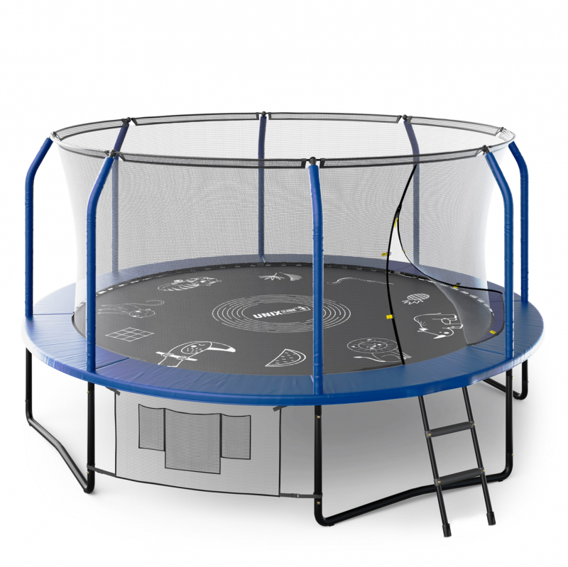 Батут UNIX Line Премиальный с играми / Supreme Game 14 ft (427 см) синий TRUSUG14BL