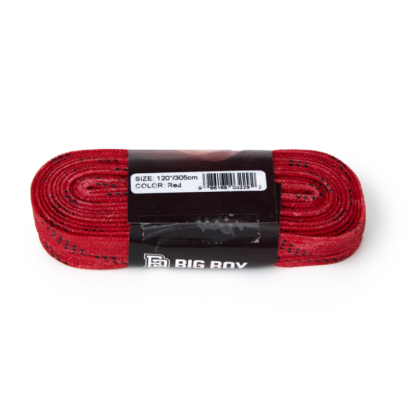 Шнурки для коньков BIG BOY Comfort Line с пропиткой, BB-LACES-CL-305RD, полиэстер, 305см, красн