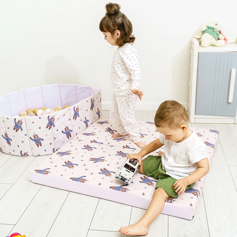 Мат (мягкий щит) принт Romana 1000*1000*100, в 2 сложения (Пингвины)