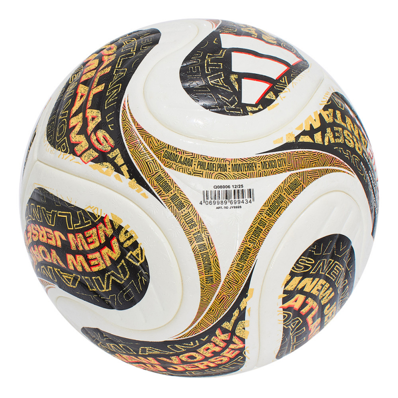 Мяч футб. ADIDAS WC26 Trionda Final PRO, JY8928, размер 5, FIFA PRO, 4пан, ПУ, термосш, бел-черн-золотист