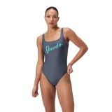 Купальник SPEEDO Logo Square Back Swimsuit, 8-00521216038, размер 38 (российский размер 50), cеро-бирюзовый