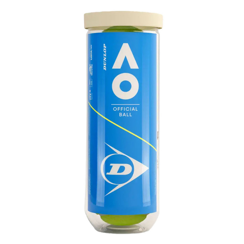 Мяч теннисный Dunlop Australian Open, 601601, уп..3 шт, одобр.ITF, фетр, нат.резина, желтый