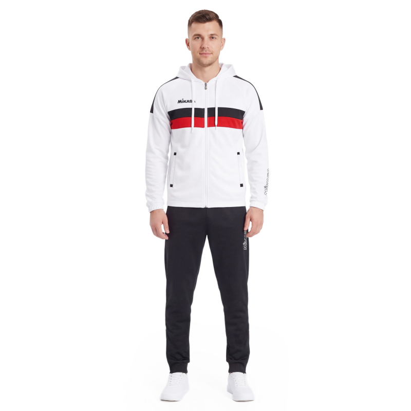 Костюм спорт. муж. с капюш. MIKASA MT550/701-078-M, размер M, 100% полиэстер, бело-черно-красный