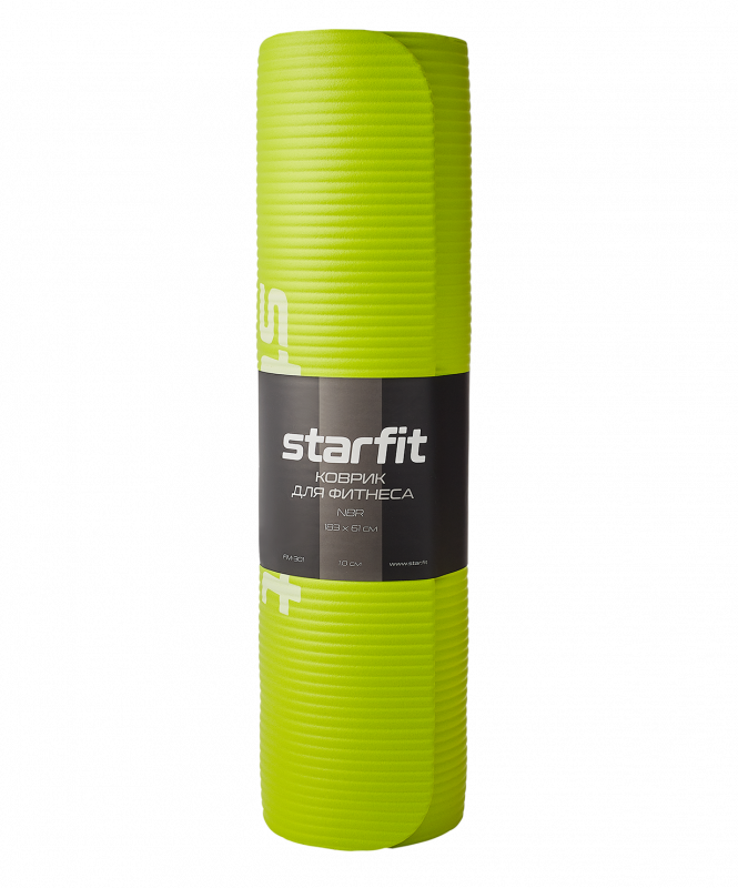 Коврик для йоги и фитнеса FM-301, NBR, 183x61x1.0 см, лаймовый, Starfit ЦБ-00002281