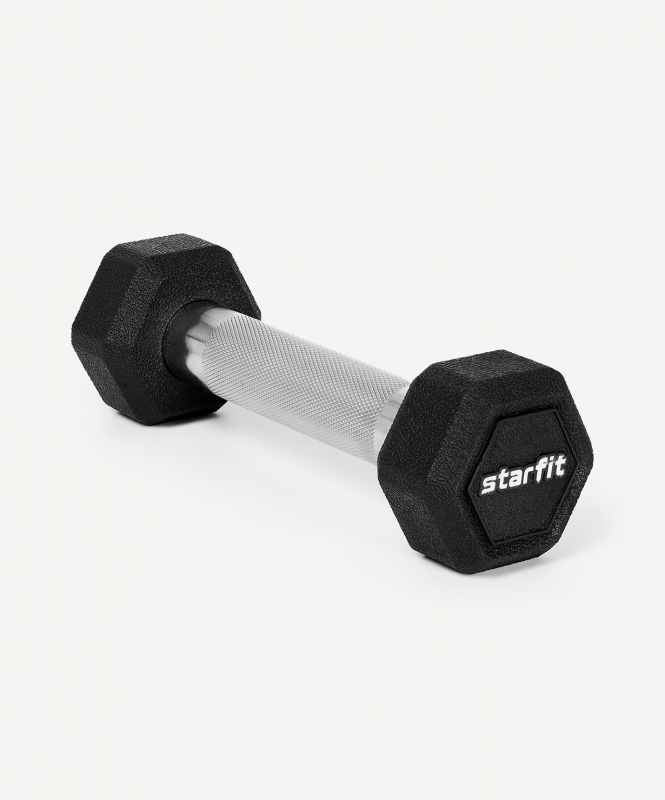 Гантель гексагональная DB-301PRO 1 кг, обрезиненная, черный, Starfit ЦБ-00003795