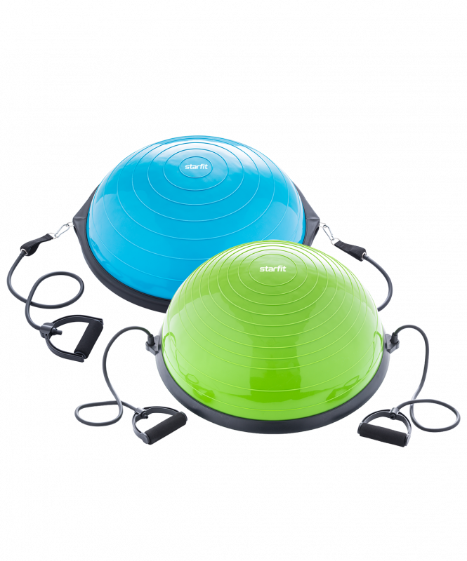 Полусфера "BOSU" GB-501 с эспандерами, с насосом, зеленый, Starfit ЦБ-00002516
