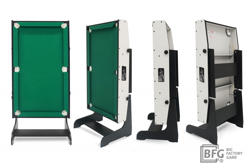 Бильярд BFG Compact Moby 4 (Стандарт) (Пул, серый/черный (ЛДСП), ЛДСП_16, Сукно Euro Pro 30 ш1.98м, Х/б сетка)