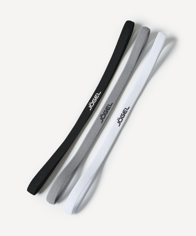 Резинки спортивные на голову JÖGEL CAMP Training Headbands 3 Pack, черный/серый/белый ЦБ-00006834