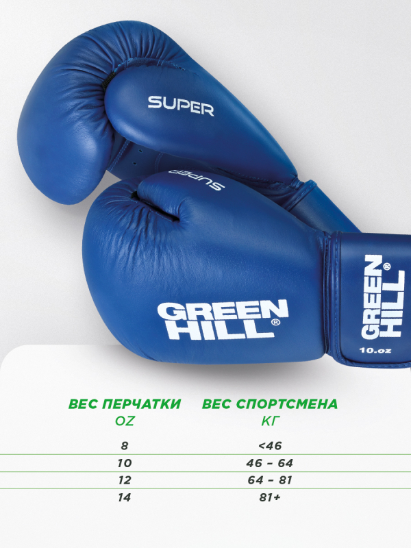Боксерские перчатки SUPER синие Green Hill BGS-2271LR 12oz