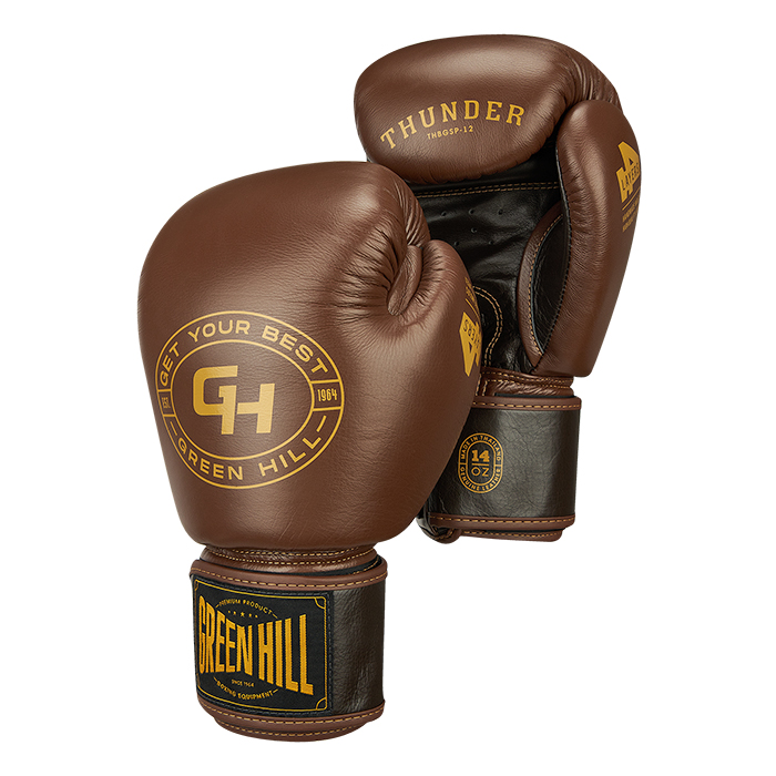 боксерские перчатки THUNDER коричневый/тёмно-коричневый Green Hill THBGSP-12 12oz
