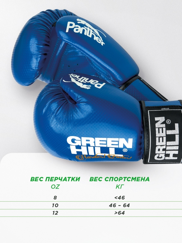 Боксерские перчатки PANTHER синие Green Hill BGP-2098 12oz