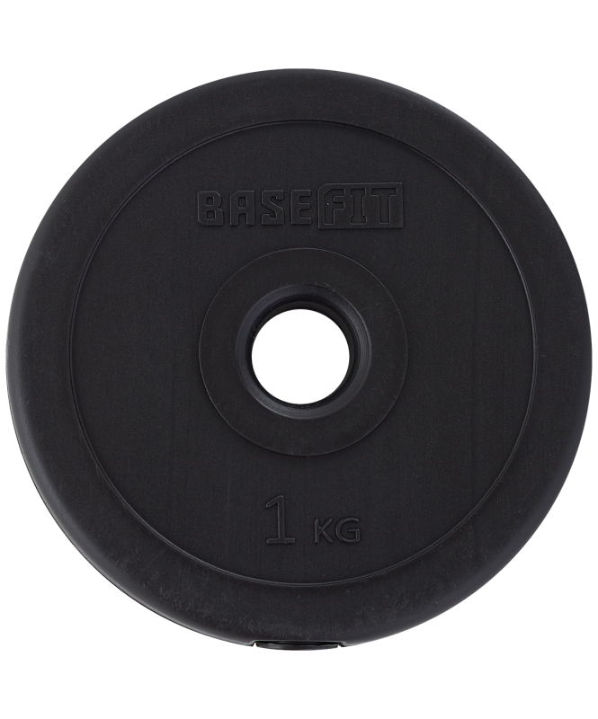 Диск пластиковый BB-203 1 кг, d=26 мм, черный, BASEFIT