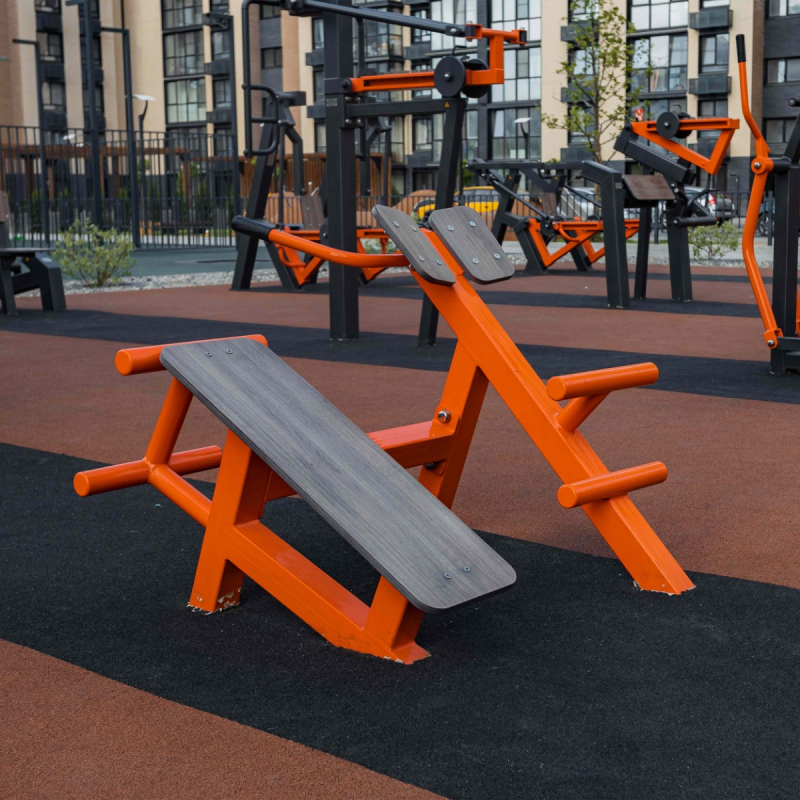 Уличный тренажер Скамья для пресса + гиперэкстензия ZAVODSPORTA F-1709