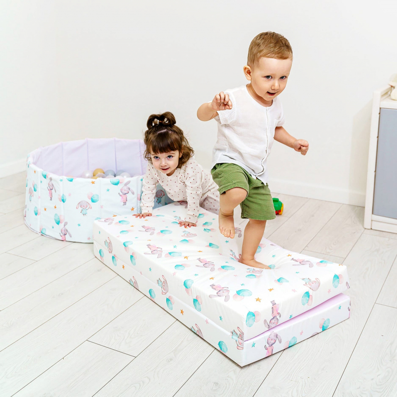 Мат (мягкий щит) принт Romana 1000*1000*100, в 2 сложения (Пингвины)