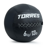 Медбол TORRES 6 кг, AL31256, ПВХ/ПУ, диаметр 35 см, черный