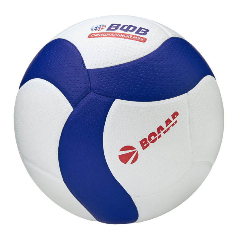 Мяч вол. ВОЛАР VL-100, размер 5, оф.мяч ВФВ, синт.кожа (микрофибра), 18 панелей, клееный, бело-син