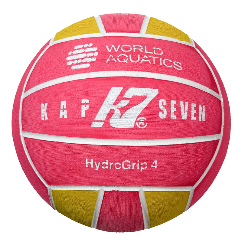 Мяч для водного поло KAP7 HydroGrip World Aquatics, 98203 размер 4, жен., резина, 400-450гр, розов-желт-бел