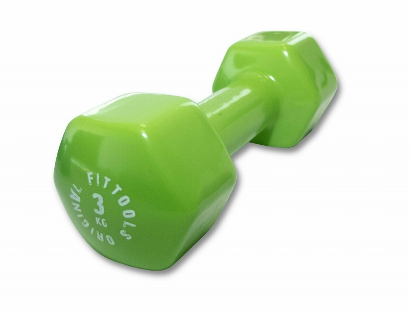 Гантель в виниловой оболочке 3 кг (Цвет - зеленый) Original FitTools FT-VWB-3